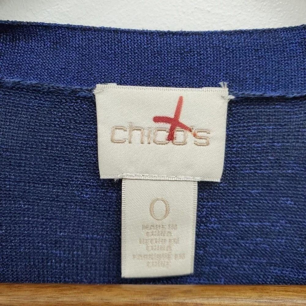 Chicos Womens S Blue Open Front Cardigan Sweater Long Sleeve Pockets - Picture 6 of 13